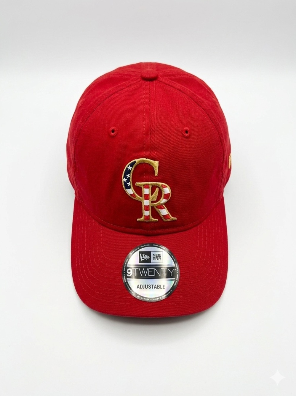 New Era Colorado Rockies 9TWENTY USA Flag Adjustable Dad Hat Cap Red MLB